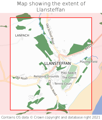 Map showing extent of Llansteffan as bounding box