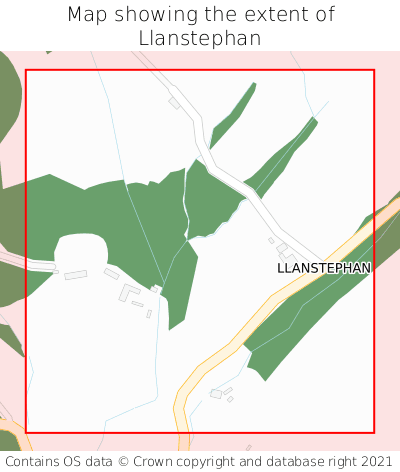 Map showing extent of Llanstephan as bounding box