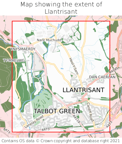Map showing extent of Llantrisant as bounding box