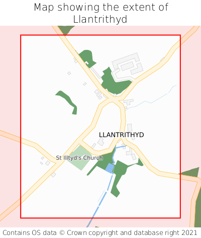 Map showing extent of Llantrithyd as bounding box
