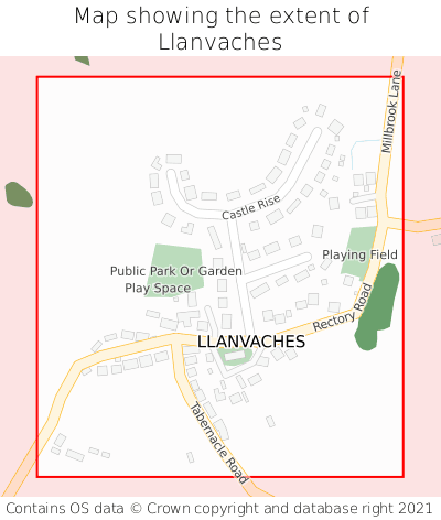 Map showing extent of Llanvaches as bounding box