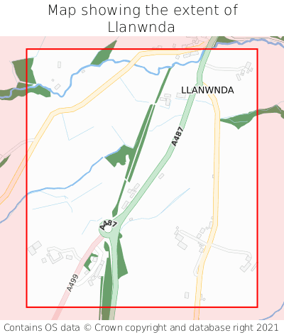 Map showing extent of Llanwnda as bounding box