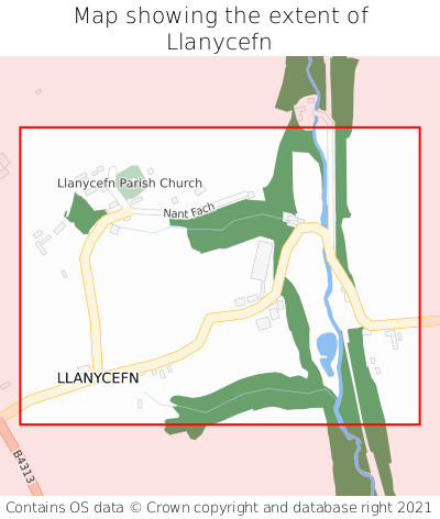 Map showing extent of Llanycefn as bounding box