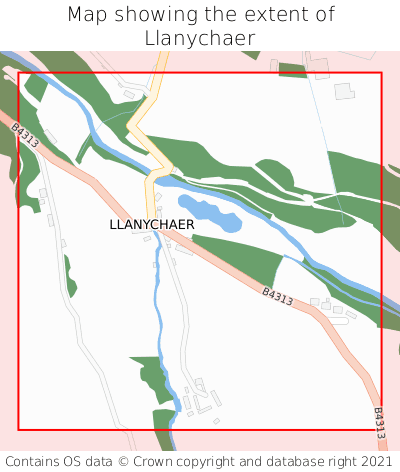 Map showing extent of Llanychaer as bounding box