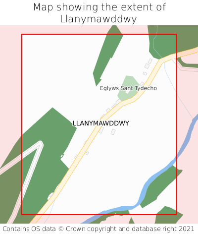 Map showing extent of Llanymawddwy as bounding box