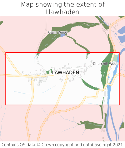 Map showing extent of Llawhaden as bounding box