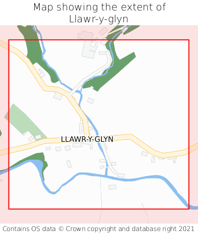 Map showing extent of Llawr-y-glyn as bounding box