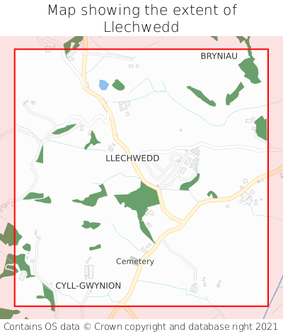 Map showing extent of Llechwedd as bounding box