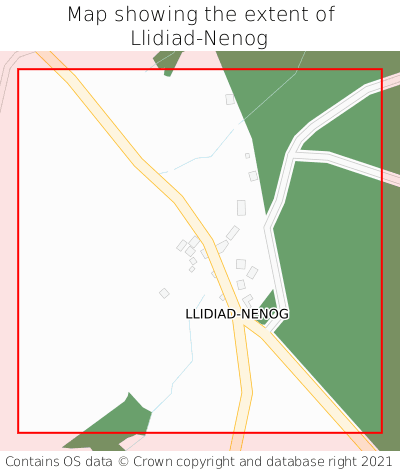 Map showing extent of Llidiad-Nenog as bounding box