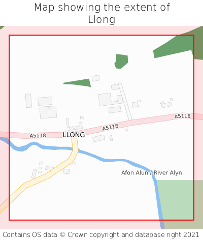 Map showing extent of Llong as bounding box