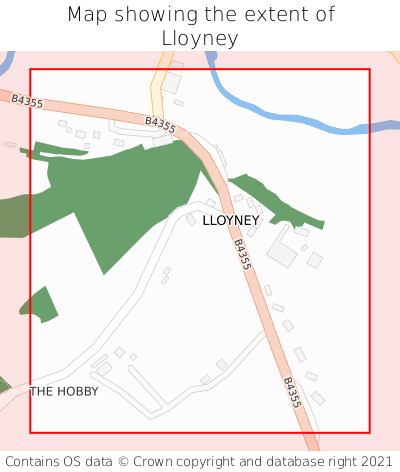 Map showing extent of Lloyney as bounding box