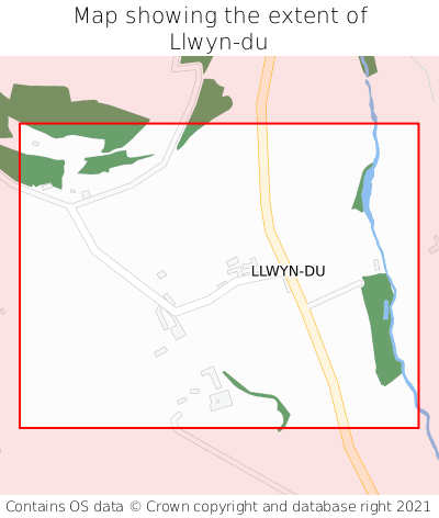 Map showing extent of Llwyn-du as bounding box