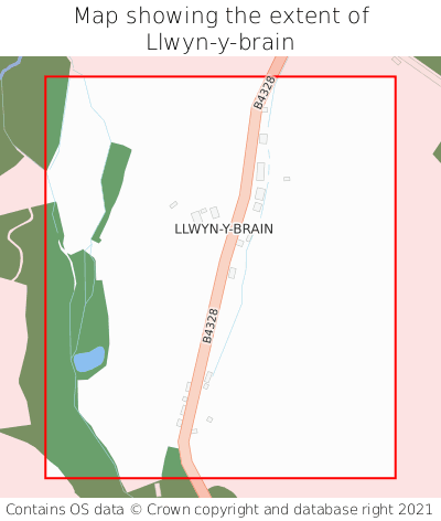 Map showing extent of Llwyn-y-brain as bounding box