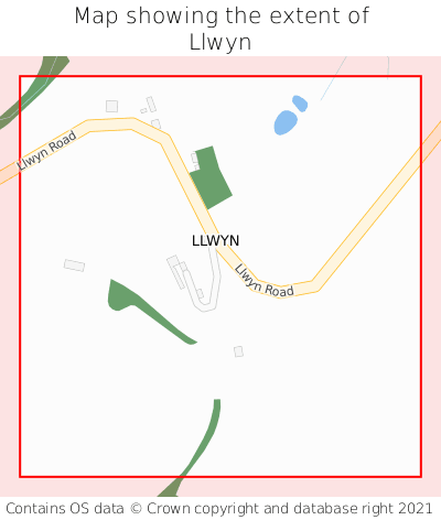 Map showing extent of Llwyn as bounding box