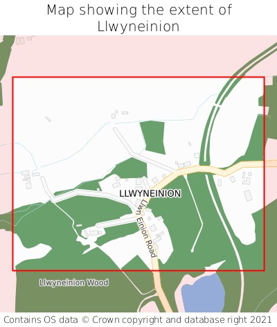 Map showing extent of Llwyneinion as bounding box