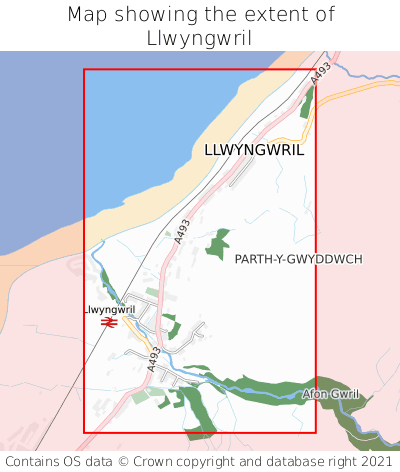 Map showing extent of Llwyngwril as bounding box