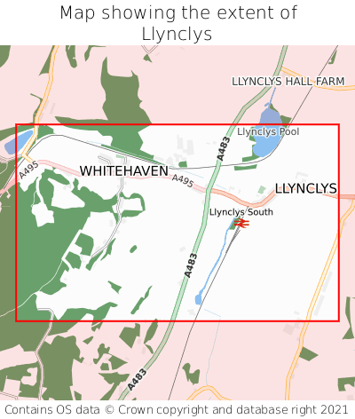 Map showing extent of Llynclys as bounding box