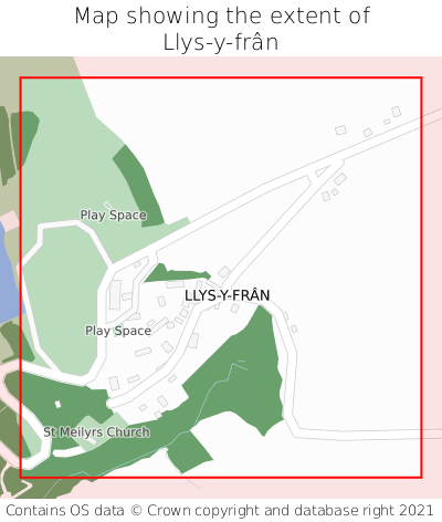 Map showing extent of Llys-y-frân as bounding box