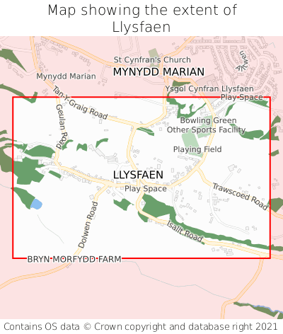 Map showing extent of Llysfaen as bounding box