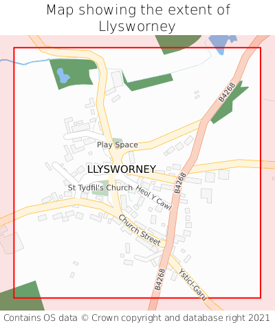 Map showing extent of Llysworney as bounding box