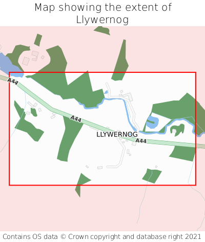 Map showing extent of Llywernog as bounding box