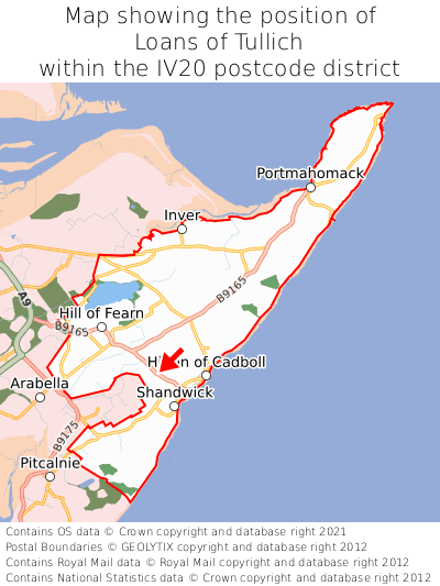 Map showing location of Loans of Tullich within IV20