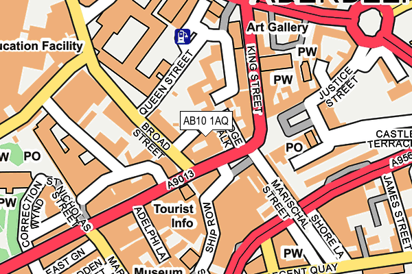 AB10 1AQ map - OS OpenMap – Local (Ordnance Survey)