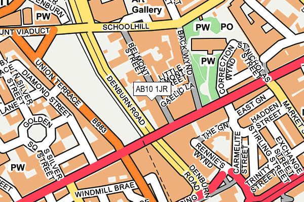 AB10 1JR map - OS OpenMap – Local (Ordnance Survey)