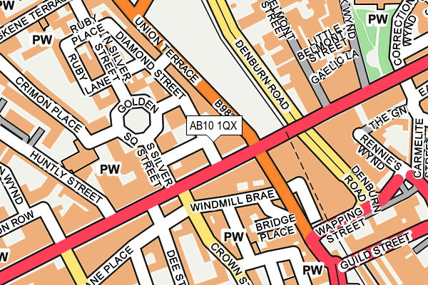 AB10 1QX map - OS OpenMap – Local (Ordnance Survey)