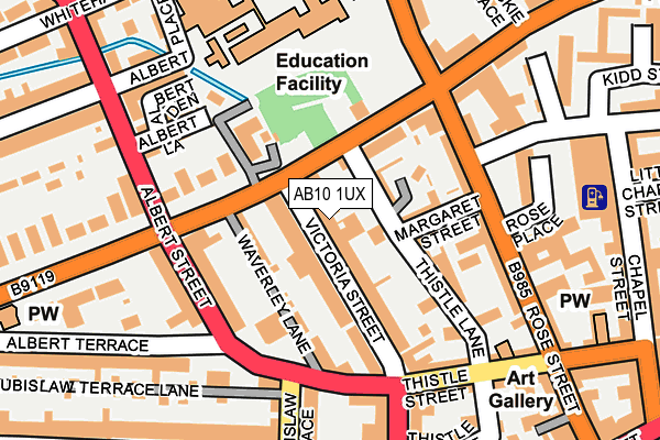 AB10 1UX map - OS OpenMap – Local (Ordnance Survey)