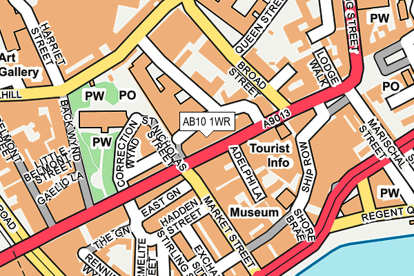 AB10 1WR map - OS OpenMap – Local (Ordnance Survey)