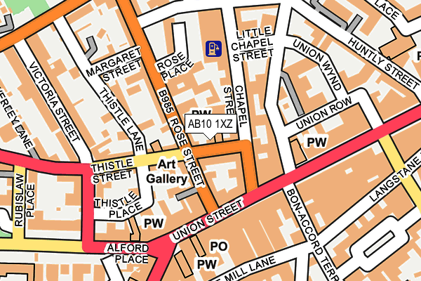AB10 1XZ map - OS OpenMap – Local (Ordnance Survey)