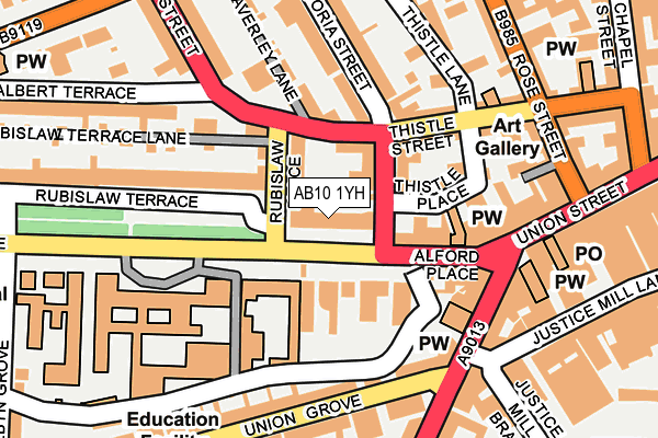 AB10 1YH map - OS OpenMap – Local (Ordnance Survey)
