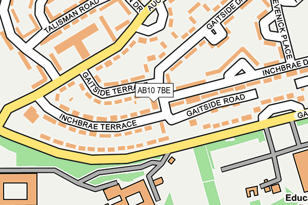 AB10 7BE map - OS OpenMap – Local (Ordnance Survey)