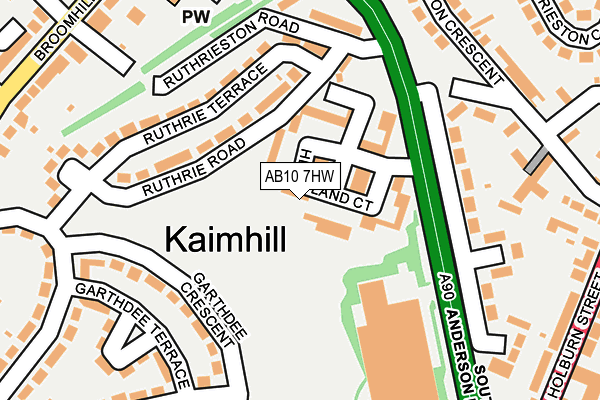 AB10 7HW map - OS OpenMap – Local (Ordnance Survey)