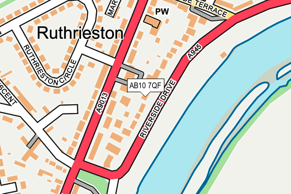 AB10 7QF map - OS OpenMap – Local (Ordnance Survey)