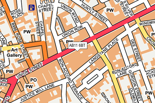 AB11 6BT map - OS OpenMap – Local (Ordnance Survey)