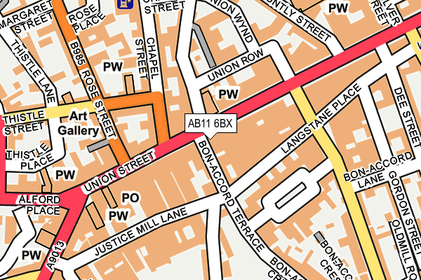 AB11 6BX map - OS OpenMap – Local (Ordnance Survey) AB11 6BX map - OS OpenMap – Local (Ordnance Survey)