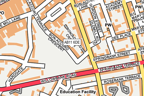 AB11 6DE map - OS OpenMap – Local (Ordnance Survey) AB11 6DE map - OS OpenMap – Local (Ordnance Survey)