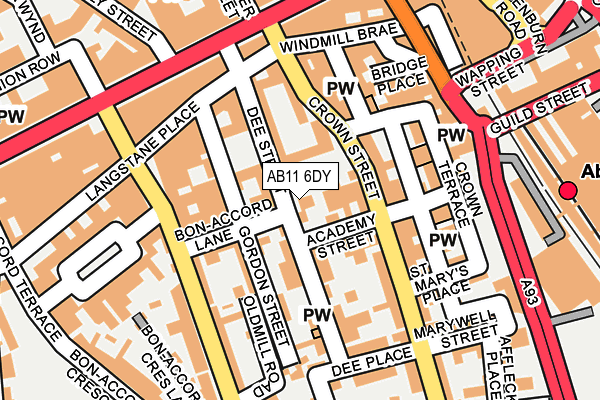 AB11 6DY map - OS OpenMap – Local (Ordnance Survey) AB11 6DY map - OS OpenMap – Local (Ordnance Survey)