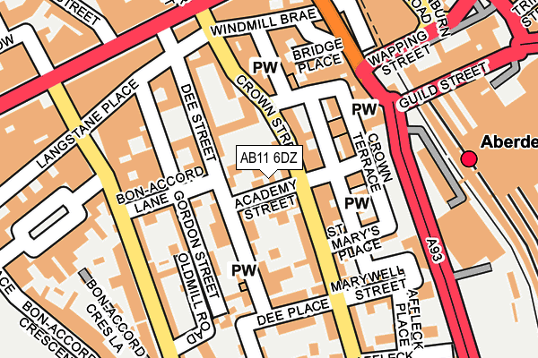 AB11 6DZ map - OS OpenMap – Local (Ordnance Survey) AB11 6DZ map - OS OpenMap – Local (Ordnance Survey)