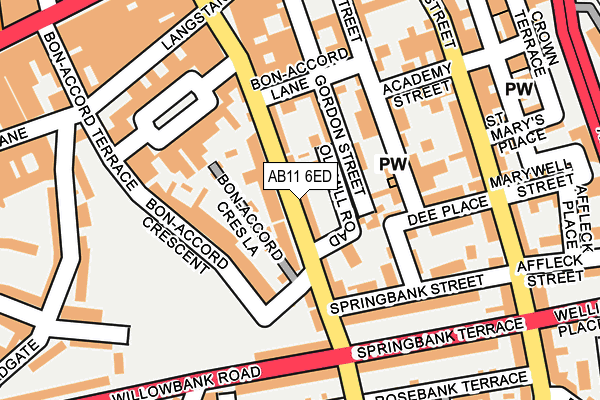 AB11 6ED map - OS OpenMap – Local (Ordnance Survey) AB11 6ED map - OS OpenMap – Local (Ordnance Survey)