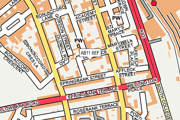 AB11 6EF map - OS OpenMap – Local (Ordnance Survey) AB11 6EF map - OS OpenMap – Local (Ordnance Survey)