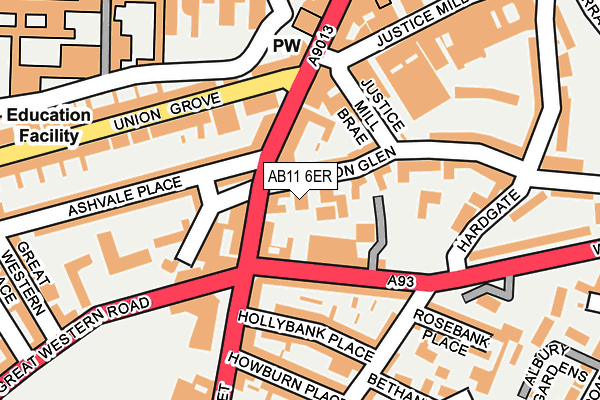 AB11 6ER map - OS OpenMap – Local (Ordnance Survey)