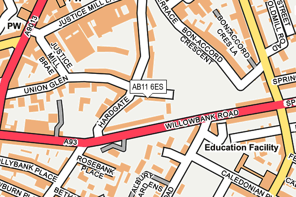 AB11 6ES map - OS OpenMap – Local (Ordnance Survey) AB11 6ES map - OS OpenMap – Local (Ordnance Survey)
