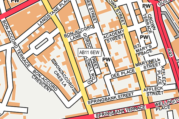 AB11 6EW map - OS OpenMap – Local (Ordnance Survey) AB11 6EW map - OS OpenMap – Local (Ordnance Survey)