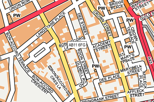 AB11 6FG map - OS OpenMap – Local (Ordnance Survey) AB11 6FG map - OS OpenMap – Local (Ordnance Survey)
