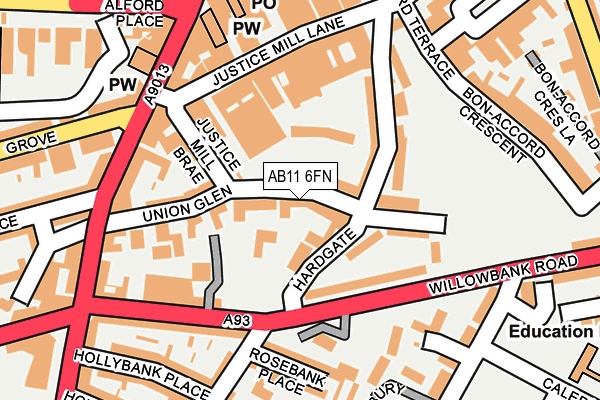 AB11 6FN map - OS OpenMap – Local (Ordnance Survey) AB11 6FN map - OS OpenMap – Local (Ordnance Survey)