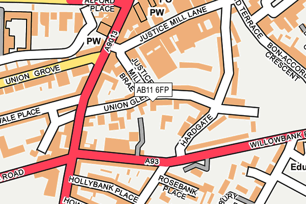 AB11 6FP map - OS OpenMap – Local (Ordnance Survey) AB11 6FP map - OS OpenMap – Local (Ordnance Survey)