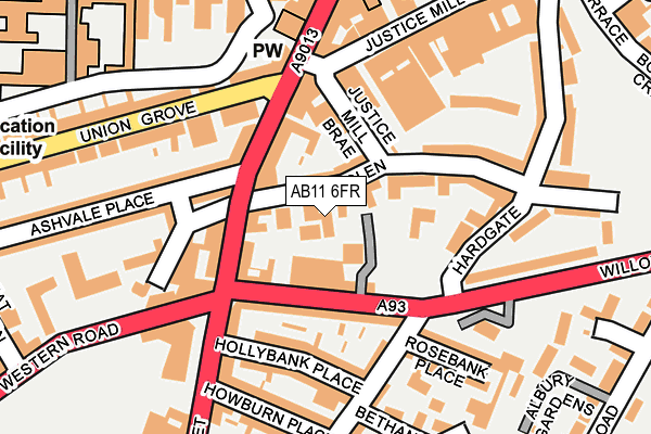 AB11 6FR map - OS OpenMap – Local (Ordnance Survey) AB11 6FR map - OS OpenMap – Local (Ordnance Survey)